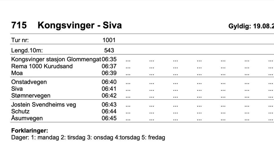 Arbeidsbuss til Siva hver dag