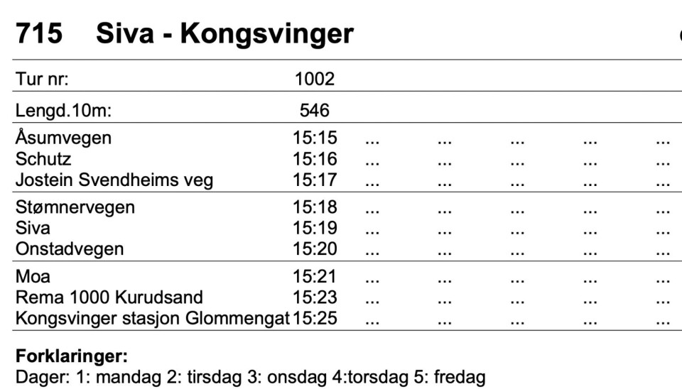 Arbeidsbuss til Siva hver dag